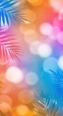 Vibrant Tropical Palm Leaves Bokeh Background
