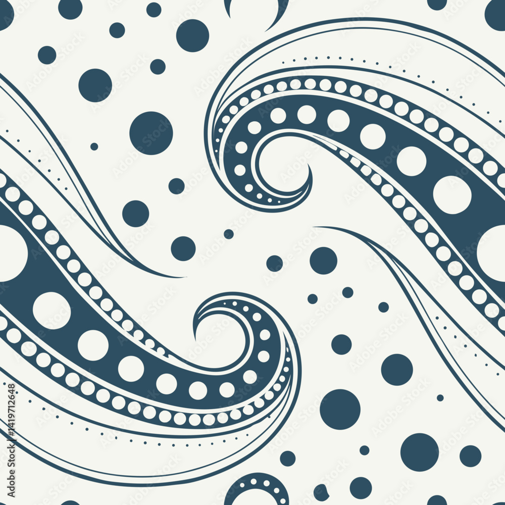Poster Seamless vector pattern with swirls and circular designs  