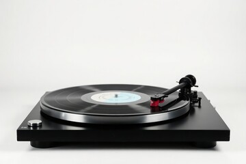Turntable vinyl record player on white backdrop , hip hop, audio