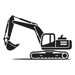 Excavator icon Vector Black silhouettes. with white background
