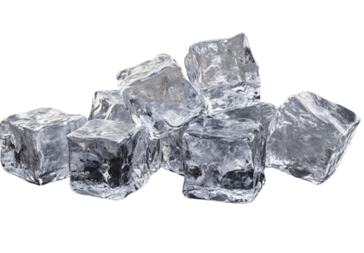  3D render of ice cubes isolated on a transparent backgrou