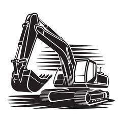 Excavator icon Vector Black silhouettes. with white background © firoz