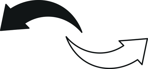 Curved black and white arrows facing opposite directions showing simple exchange or rotation	