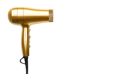 Elegant Gold Hair Dryer on White Background - Top View Professional Image
