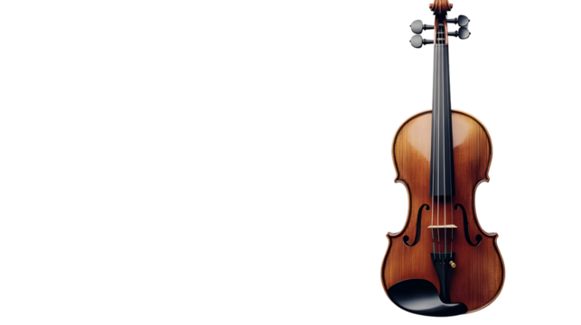 Elegant Violin with Bow Music Instrument on White Background