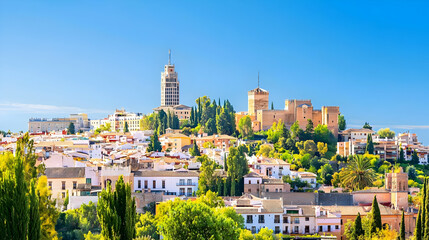 Spanish Cityscape Panorama With Historical Fortress