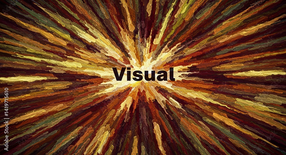 Poster a colorful explosion with the word visual written in the center