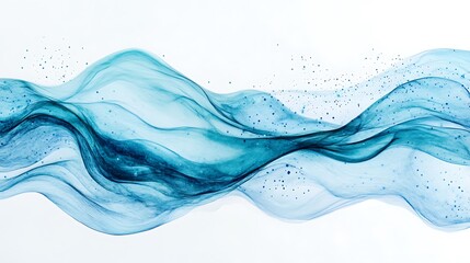 Beautiful abstract blue watercolor waves with soft texture and floating specks, minimalist art design image