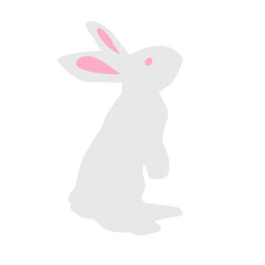 flat cartoon rabbit vector illustration isolated on white background