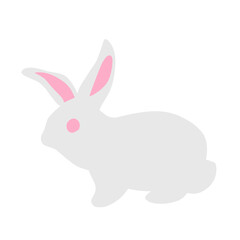flat cartoon rabbit vector illustration isolated on white background