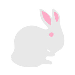 flat cartoon rabbit vector illustration isolated on white background