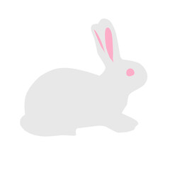 flat cartoon rabbit vector illustration isolated on white background