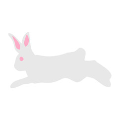 flat cartoon rabbit vector illustration isolated on white background