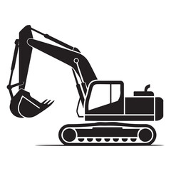 Excavator icon Vector Black silhouettes. with white background