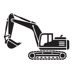 Excavator icon Vector Black silhouettes. with white background