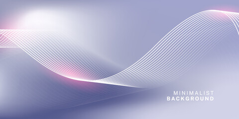 Abstract blue gray gradient background with shining lines waves. Minimalist background for banner, poster, cover, brochure, flyer, website