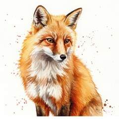 Obraz premium Watercolor Portrait of a Red Fox