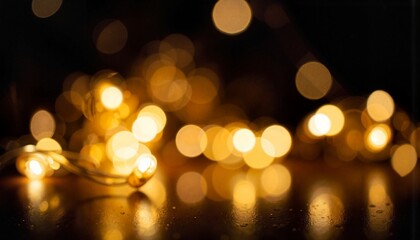 Warm fairy lights glowing against a dark background