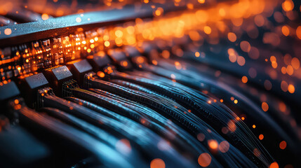 Futuristic Fiber Optic Data Stream with Glowing Lights