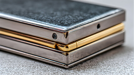 Close-up of a sleek modern smartphone, placed gently on a white surface with no distractions, minimalist style.

