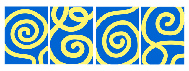 Fototapeta premium Abstract poster set. Modern abstract art design with wavy shapes and lines. Templates for celebration, advertising, branding, banner, cover, label, poster, background etc.