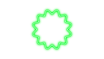 Neon certificate icon green color glow with transparent background