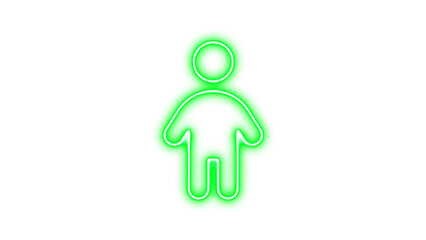 Neon child icon green color glow with transparent background