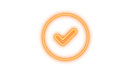 Neon circle check icon brown color glow with transparent background