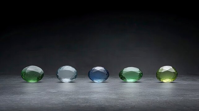 Colorful gemstones on a dark surface