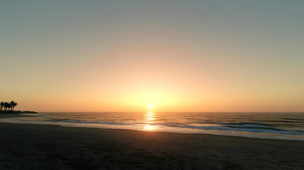 Fototapeta premium Sunrise Over Calm Beach Landscape