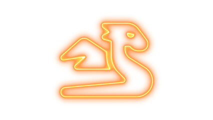 Neon dragon icon brown color glow with transparent background