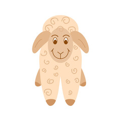 Cute Baby Sheep Over White