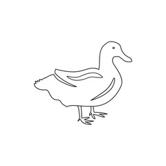Duck continuous line art drawing