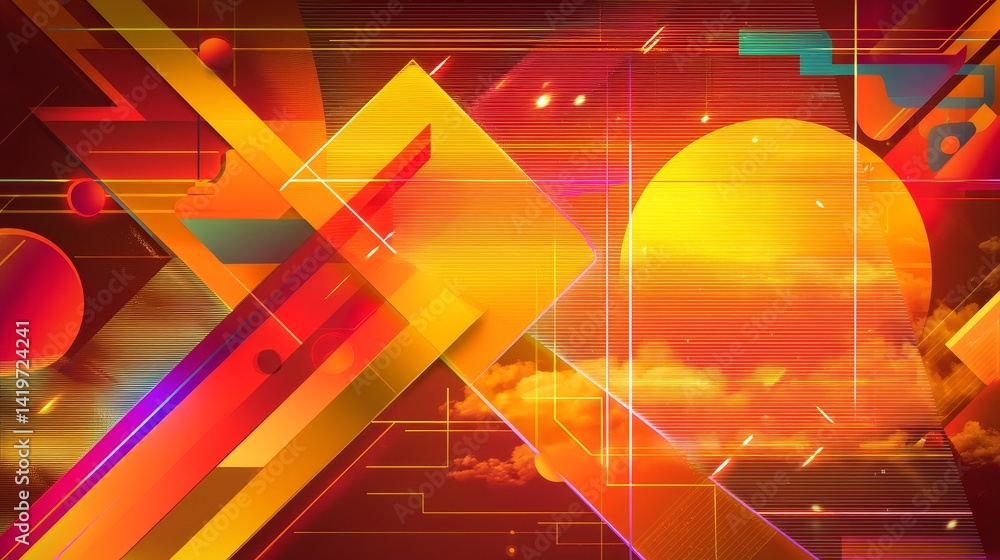 Aufkleber dynamic abstract background with vivid colors and intriguing shapes for modern design