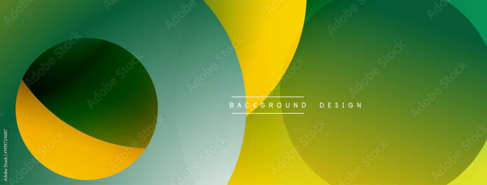Aufkleber abstract geometric shapes overlap. green, yellow hues dominate design. smooth gradients create moder