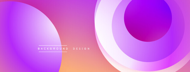 Obraz premium Abstract gradients form overlapping circles. Purple, pink, orange hues create modern background design. Smooth transitions define shapes.