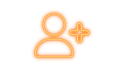 Neon user plus icon brown color glow with transparent background