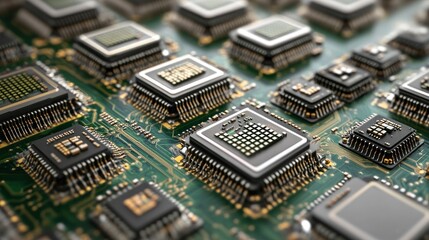 Fototapeta premium Circuit Board with Microchips Close-up