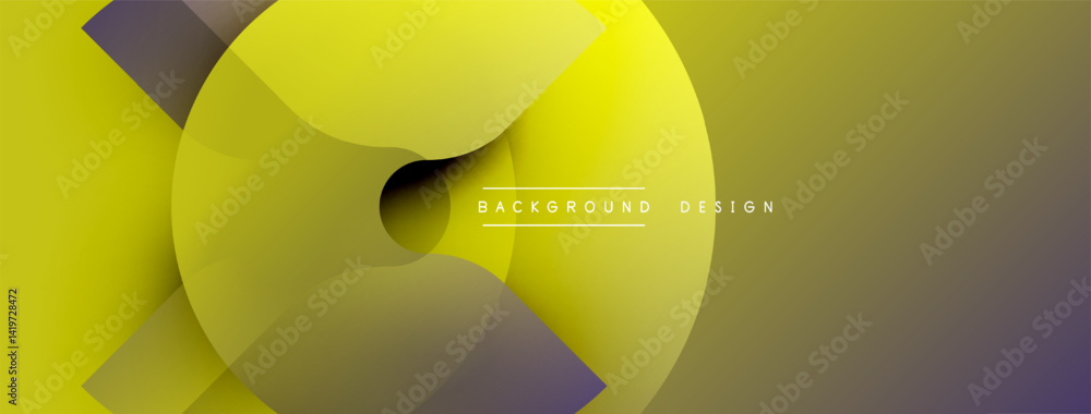 Poster abstract yellow design features overlapping circles, gradients, modern aesthetic. minimalist composi