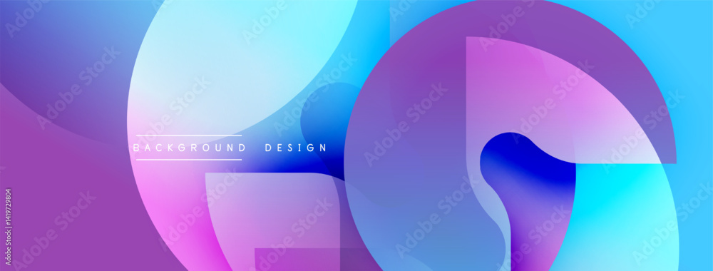 Poster Abstract fluid shapes, vibrant colors blend. Modern design, smooth gradients create dynamic composition. Background features text elements.