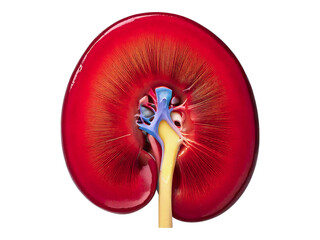 Stunning close-up of a kidney model, showcasing intricate internal structures and vibrant color. Ideal for medical, educational, or anatomical projects needing a visually striking image.
