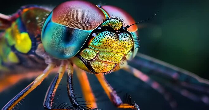 Close-up of a vibrant dragonfly showcasing intricate details and colors
