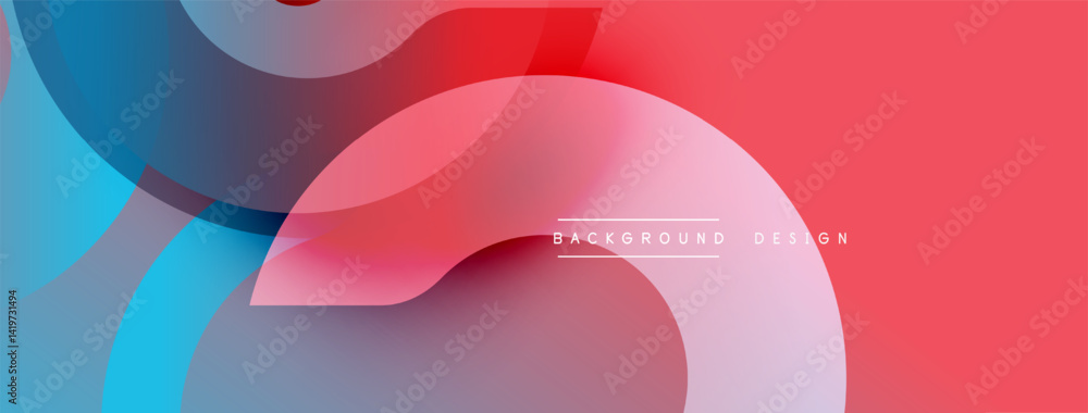 Aufkleber abstract shapes overlap, creating vibrant color gradients. red, blue, pink hues dominate design. mod