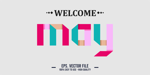 Obraz premium Welcome April Art typography design vector, retro vintage style. 