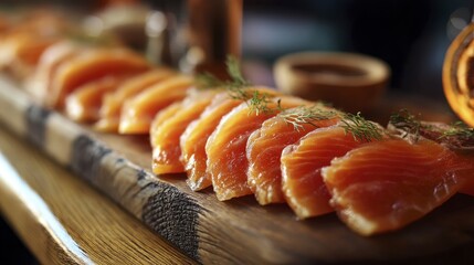 Firm pale pink slices of smoked salmon gl-1 - life delicately pink salmon