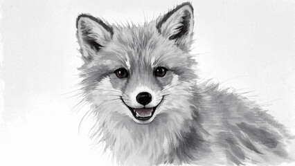 Naklejka premium Polar veil: watercolor wilderness arctic fox smile happy isolated vector illustration svg 