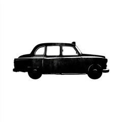 Fototapeta premium Monochrome illustration of a vintage taxi cab side view isolated on white background