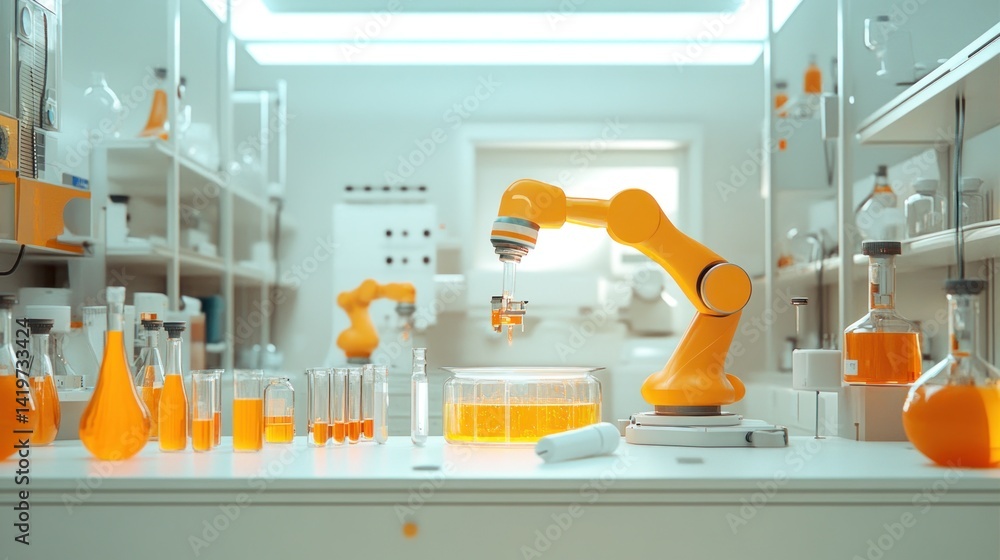 Poster robotic lab assistant handling test tubes