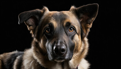 A cute brown German Shepherd puppy, a purebred canine pet of this German breed, is a portrait of a domestic animal