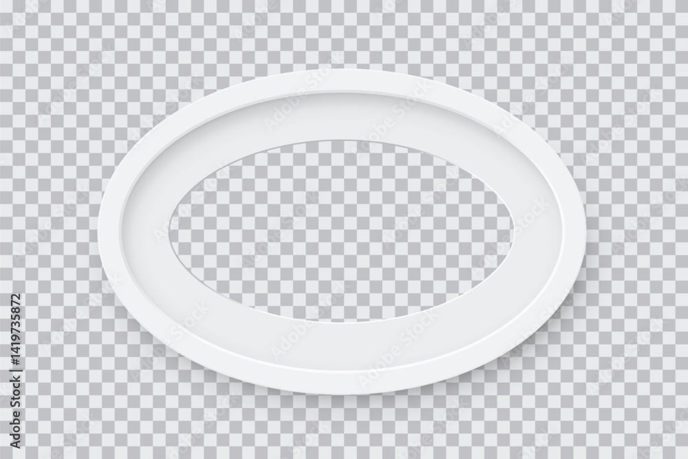 Aufkleber oval picture frame with minimalist design. white photo frame isolated on transparent background. emp